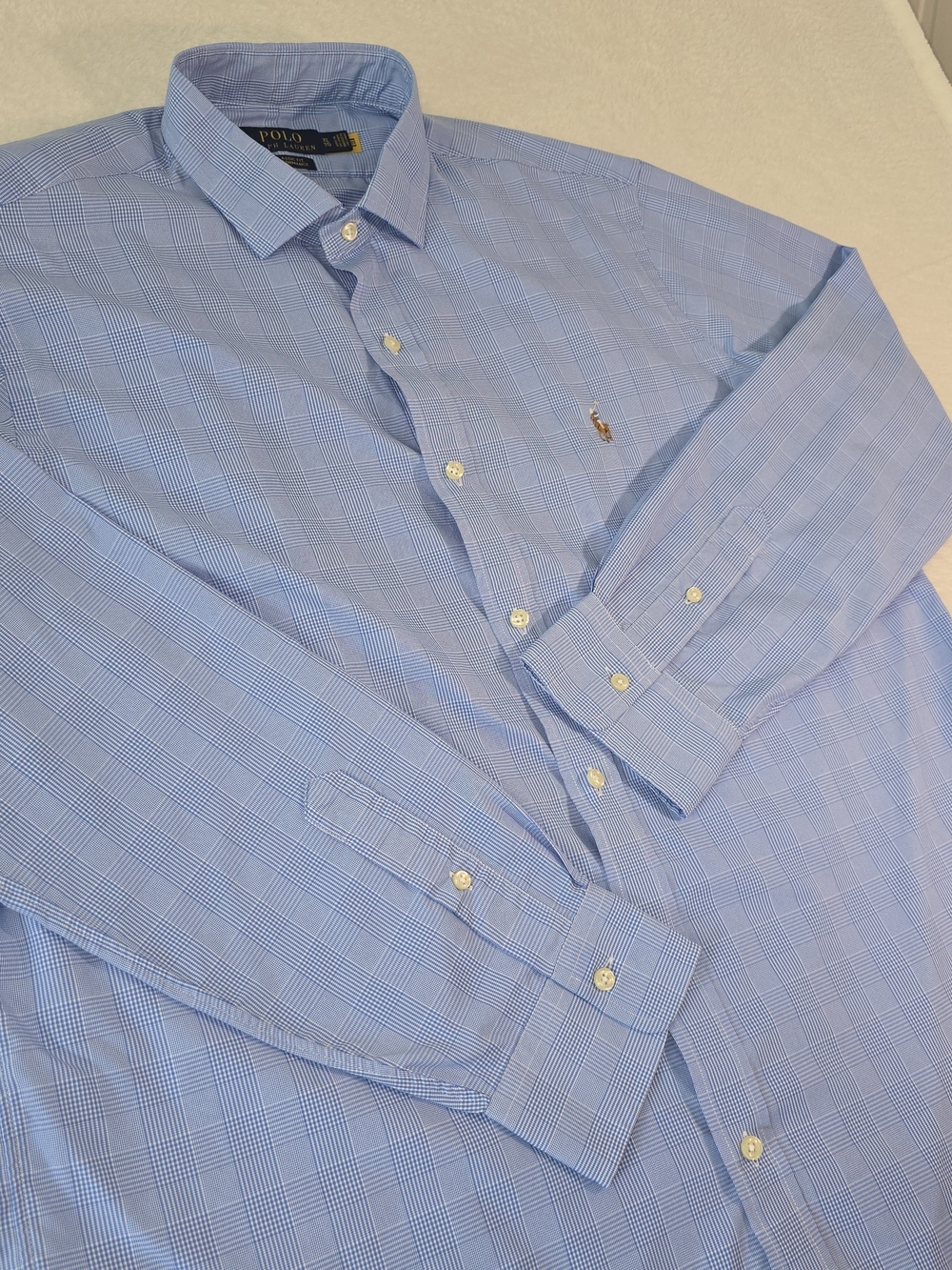 Polo Ralph Lauren Performance Long Sleeve Button Up Men’s XL Blue  Plaid Preppy